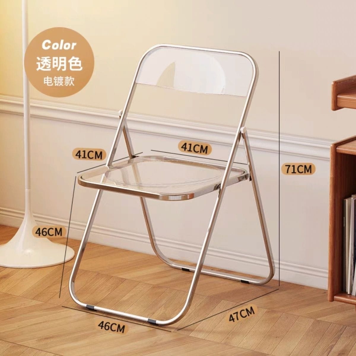 透明椅子アクリル折り畳み椅子簡易携帯写真折り畳みスツール化粧椅子家庭用