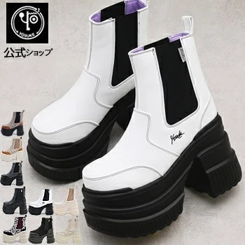 【公式SHOP特典キズ補修液付】 ヨースケ 厚底ブーツ レディース サイドゴアブーツ ショート丈 11.5cm厚底ヒール 軽量タイプ