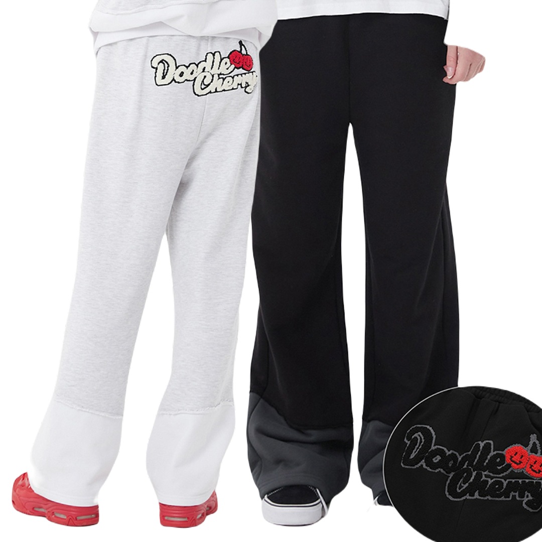 DOODLE LETTERING POINT CUT-OFF SWEAT PANTS
