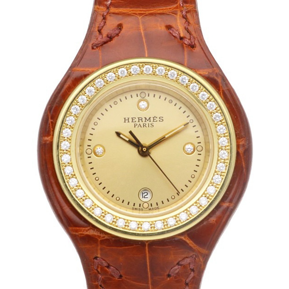 エルメス アーネ 腕時計 18金 K18イエローゴールド HA1.286 クオーツ 1年保証 HERMES 中古