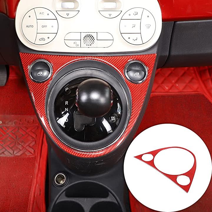 FOR FIAT 500 2011-2019年適用 カーボンファイバースタイルの車内および外装装飾トリムキット 13 赤( 赤 - 炭素繊維のテクスチャ, スタイル 13)