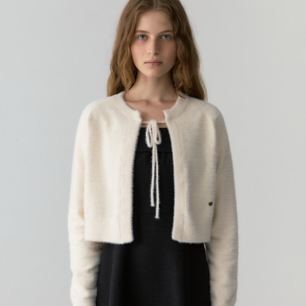 【DEPOUND】 FEATHER RIBBON BELERO : IVORY