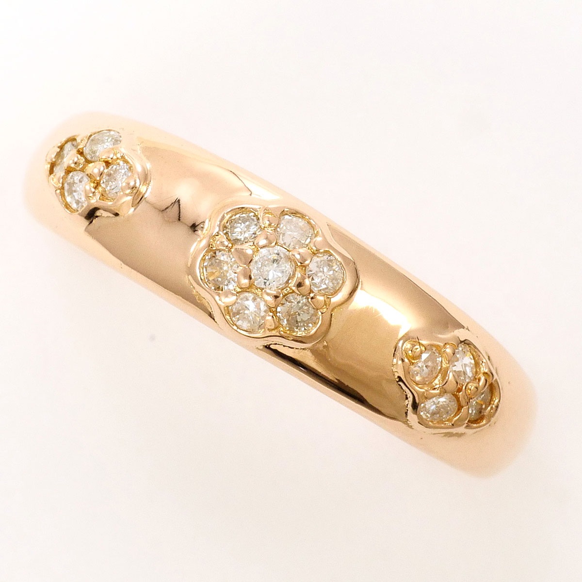K18 18金 YG イエローゴールド リング・指輪 12号 ダイヤモンド 0.19ct 総重量約2.3g 中古