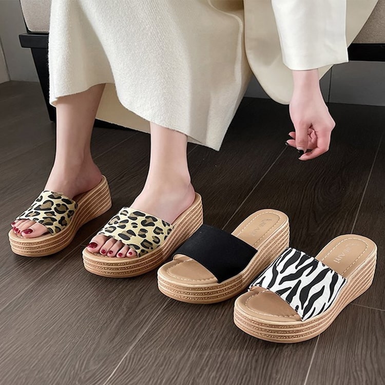 ミュールサンダル レディース 厚底 疲れ ない 歩きやすい 夏 海 ビーチ プール リゾート 軽量 旅行 大人 上品 美脚 アニマル フェミニン 20代 30代 40代 50代