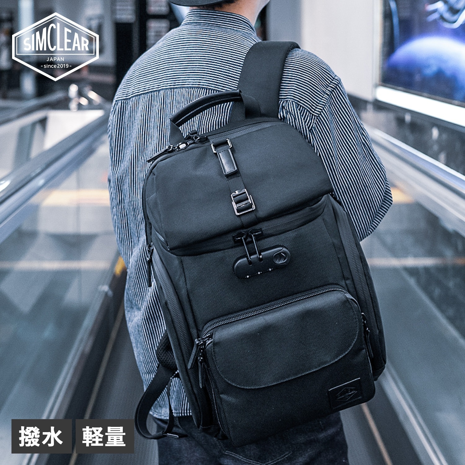 リュック バッグ バックパック ショルダーバッグ メンズ レディース 斜めがけ 撥水 軽量 18L ブラック 黒 TSB07