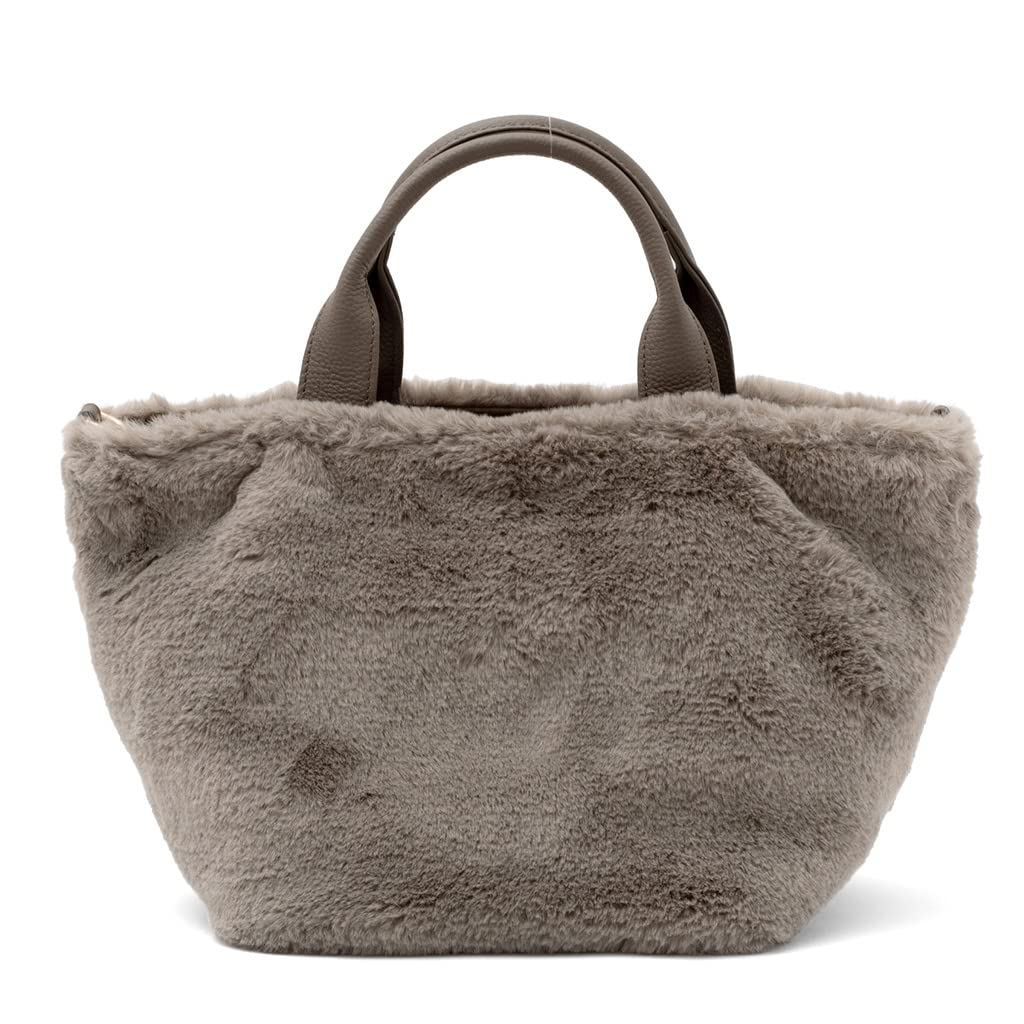 [Gratante] グラタンテ 本革ハンドル 2way ナイロン ミニトートバッグ レディース バッグ abb-g0015 (ファーグレーベージュ)