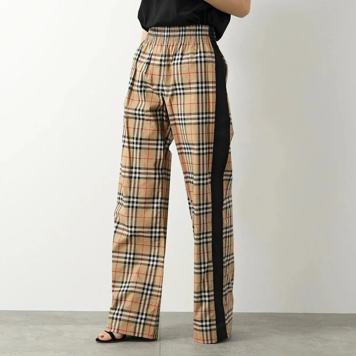 BURBERRY バーバリー ワイドパンツ LOUANE 8040597 8083148 レディース サイドストライプ チェック コットン A7028/ARCH 【mega】