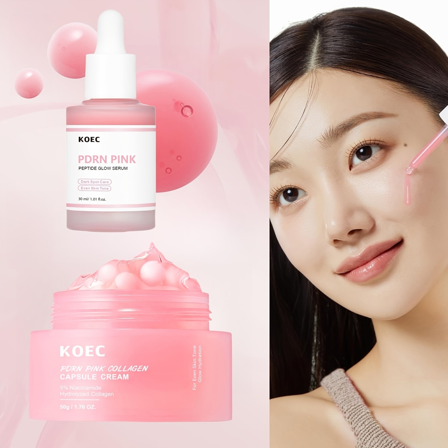 サーモン PDRN デュオ：サーモン DNA PDRN ピンク ペプチド セラム 1.01 フィート オンス とサーモン DNA PDRN ピンク カラジェン キャップスル クリーム 1.76 オンス