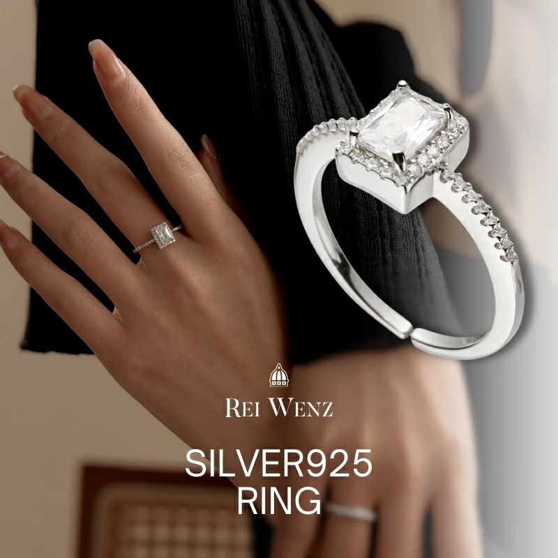 【高品質Silver925】シルバー リング ジルコニア 一粒 スクエア 四角 レディース 重ね 金属アレルギー インスタ おしゃれ オフィス プレゼント 人気 韓国