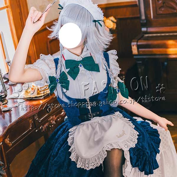 【工場直売 品質保証】東方Project（東方プロジェクト）風 十六夜 咲夜 コスプレ衣装 ウィッグ 靴 コスチューム ハロウィン クリスマス