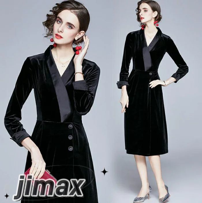 パーティードレス ミモレ丈 結婚式 ワンピース ベルベット ワンピース Vネック 結婚式 ワンピース ベロア パーティードレス ミモレ丈 入園式 二次会 謝恩会 同窓会 服装 発表会 大人 フォーマル