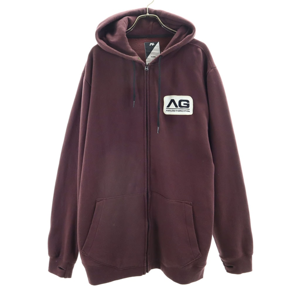 アナログ 長袖 ジップアップ パーカー M ワインレッド ANALOG 裏起毛 ワッペン メンズ