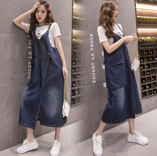 ジャンパースカート ノースリーブ デザイン ボタン 美ライン ラップ ポケット ブルーデニム ウォッシュ加工 リラックス かわいい 大人可愛い きれいめ シンプル カジュアル 大人 上品 おしゃれ 5,059円