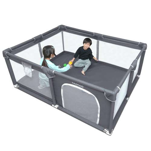 【保育士監修】ベビーサークル 赤ちゃん メッシュ 折りたたみ ベビーフェンス (ダークグレー, 120cm×160cm)