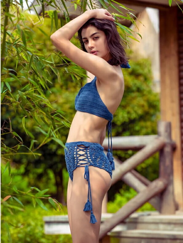 0390 上下２点セット レース 花柄 セクシービキニ かき編み ハンドメイド 素材にこだわった一着オシャレ ニット 水着 ブラジリアン レディース水着 ビキニ 欧米人気 セレブ愛用 海 旅行 5,599円