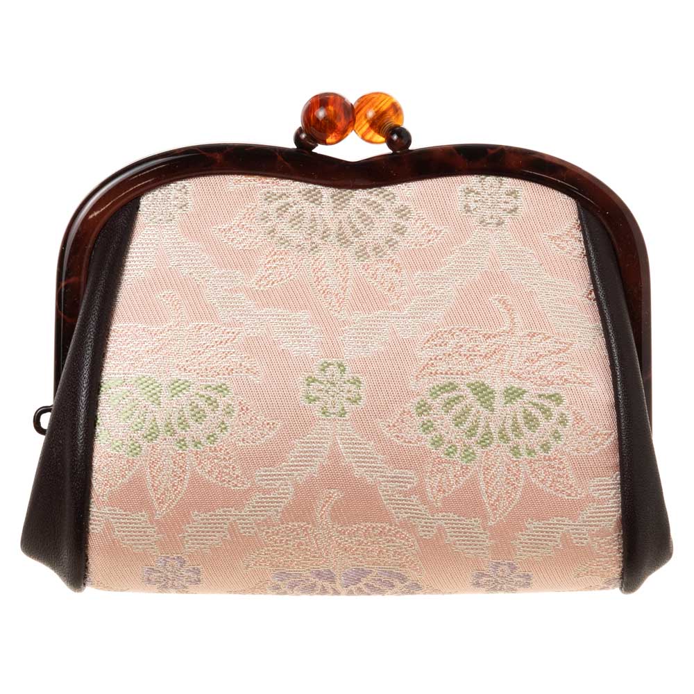 京都あらいそ　平型財布　047 花卉菱繁文様　西陣織名物裂　内側仕切り付きがま口　優美な和柄　京都府の織物・和装小物