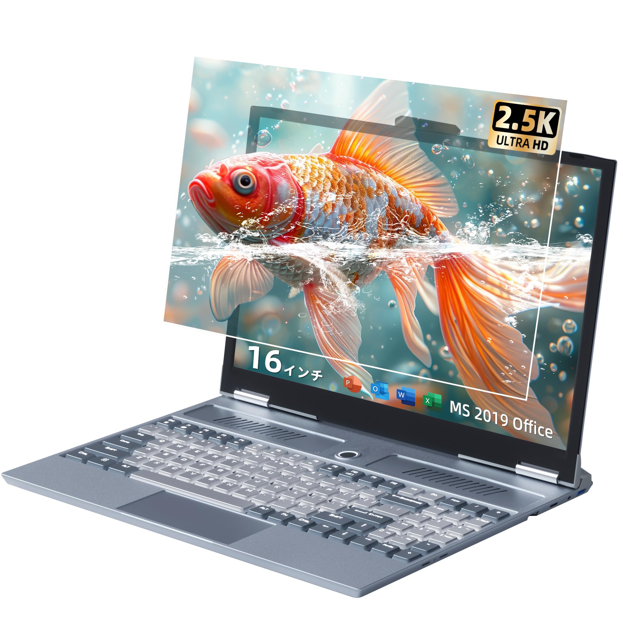 ノートパソコン 【Wind 11/MS 2019 Office搭載】2.5K液晶 16インチ2560*1600 IPS 第11世代 インテル Celeron N5105（4コア） メモリ DDR4 1