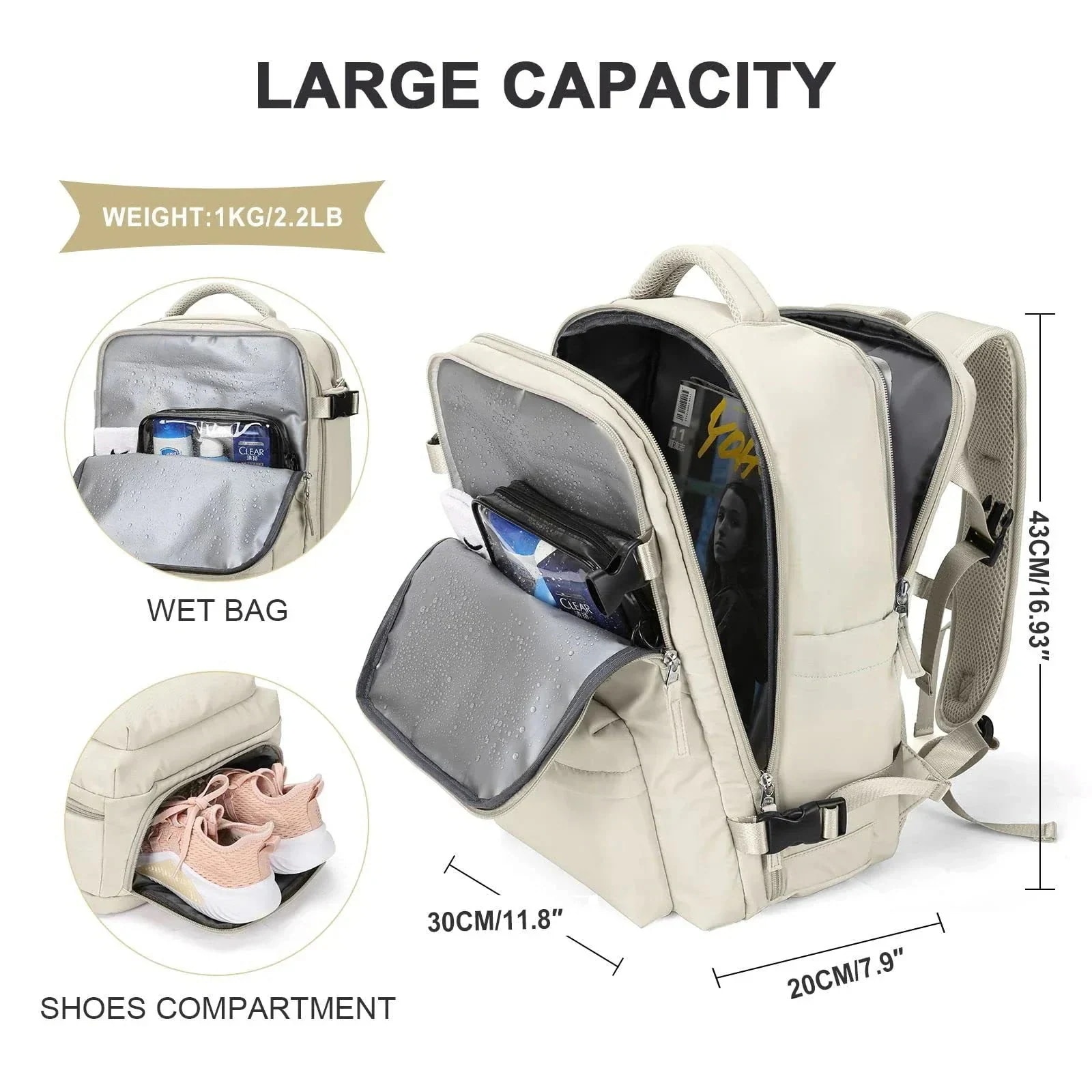 新作 リュック 旅行用 パソコン用バッグ 乾湿分離 大容量 トラベルバックパック 手提げ 多機能 USB充電 女性用ラゲッジ