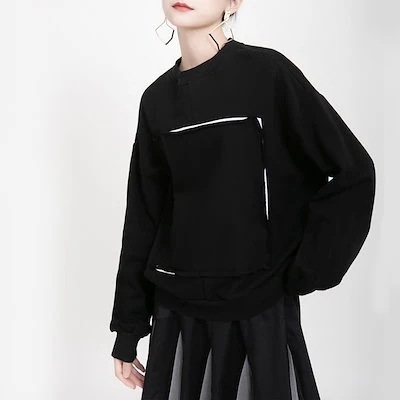 2024新作 Tシャツカットソー日韓復古スウエット丸ネックｔシャツ簡単百掛け大きいサイズ 無地トップス切り替え英伦風YYF205