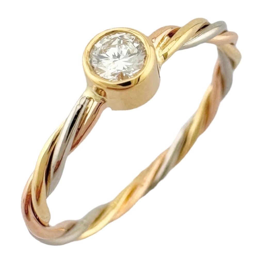 カルティエ トリニティツイスト リング 指輪 7.5号 18金 K18イエローゴールド ダイヤモンド CARTIER 中古 美品