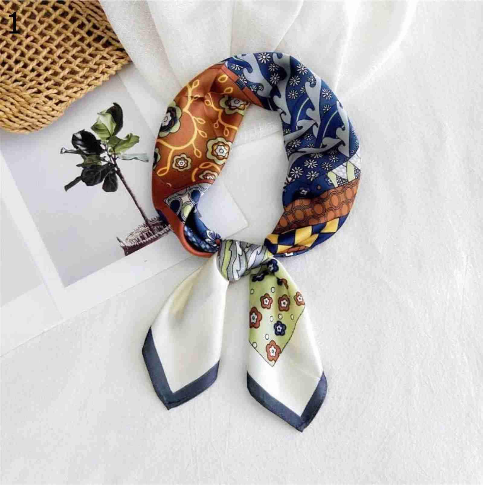 【20%OFFクーポン～】正方形のスカーフファッション ネッカチーフ女性ヘッドバンド ヘアラップ ヒジャブ ヘッドスカーフ女性抽象的なパターン ショール スカーフ (Color : Orange