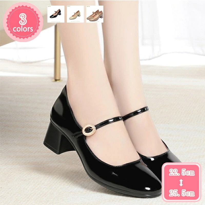 1000円OFFクーポン スクエアトゥ ストラップパンプス レディース リクルートシューズ ローヒール ぺたんこ 太ヒール 履きやすい カジュアル シンプル 歩きやすい パンプス 痛くない 通勤 立ち