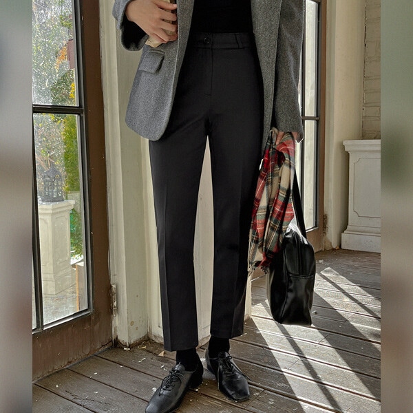 はちみつフィット 中バンディング起毛ストレートフィットスラックス(25~38)_ベーシック フェミニン