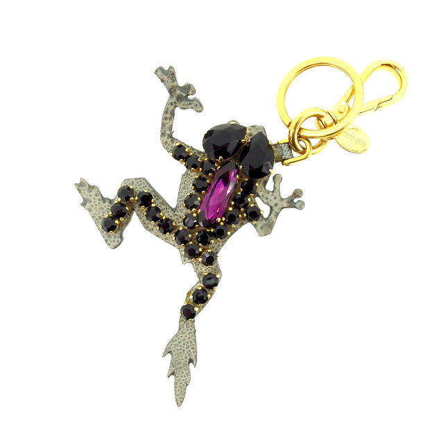 キーホルダー ビジュー ブラック グレー ゴールド 中古