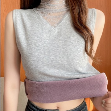 ノースリーズハイネックトップス トップス カットソー ノースリーブ ハイネック スリム レース 4,842円