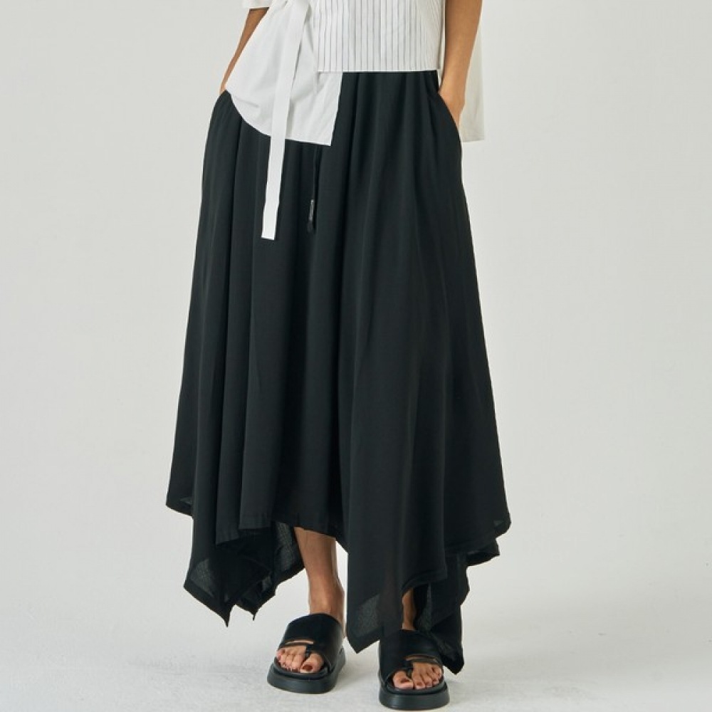 (UNIKE) ビシャフレアワイドフィットアンバランススカート