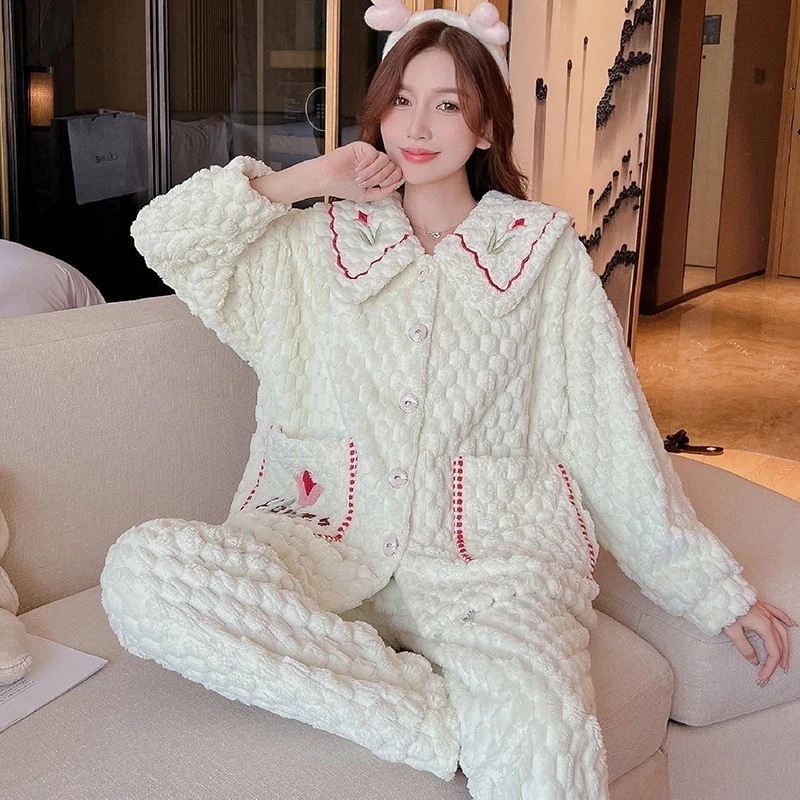 冬ニュースタイル 厚手 コーリース パジャマ セット 可愛いウェア
