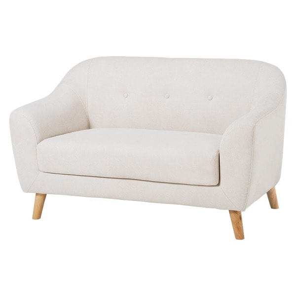 コンパクト ソファー [アイボリー 幅125cm] 木製 脚付き 取り外し可 肘付き 組立品 [リビング ダイニング]