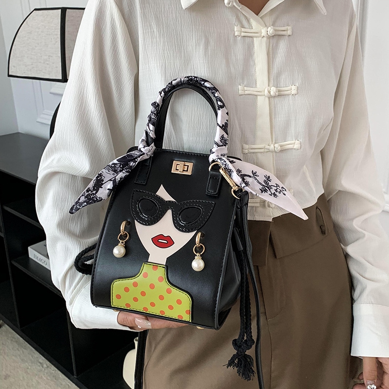 おしゃれな卡通メガネデザインショルダーバッグ高品質PUレザーピンク/赤/黒