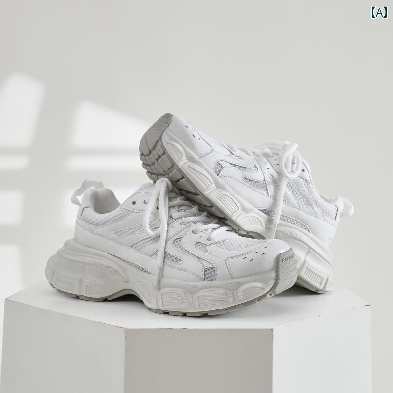 ダッドスニーカー レディース シューズ 厚底 レースアップ レトロ 秋冬 スポーツ ホワイト グレー ブラック