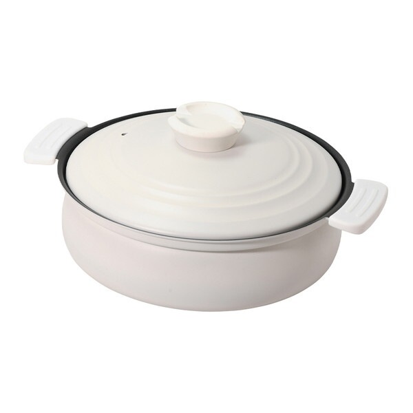 HC-461 軽量ふっ素加工IH対応土鍋卓上鍋24cm(ホワイト)