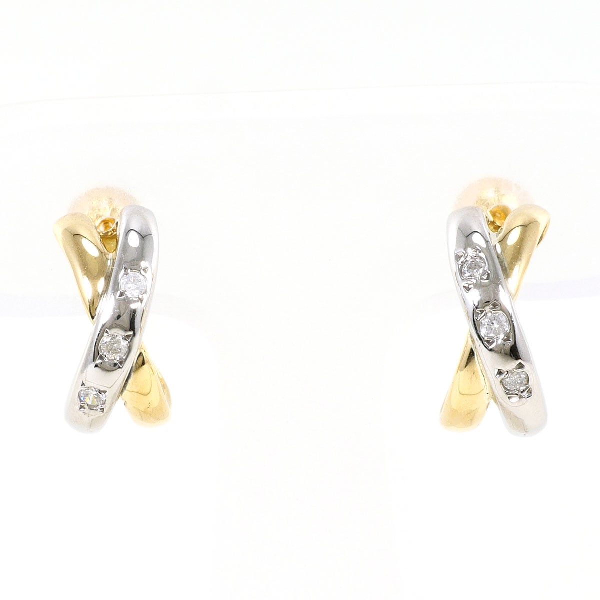 PT900 プラチナ K18 18金 YG イエローゴールド ピアス ダイヤモンド（ct刻印なし） 総重量約3.1g ジュエリー 中古