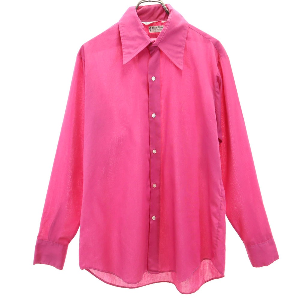 パーマネントプレス 70s ヴィンテージ 長袖 シャツ ピンク系 PERMANENT PRESS メンズ 5,260円