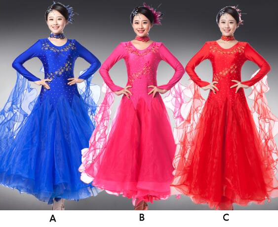 「刺繍付き 社交ダンス専用」ダンス ドレス 優雅 演出服競技用 ワルツドレス 高級感 エレガント 人