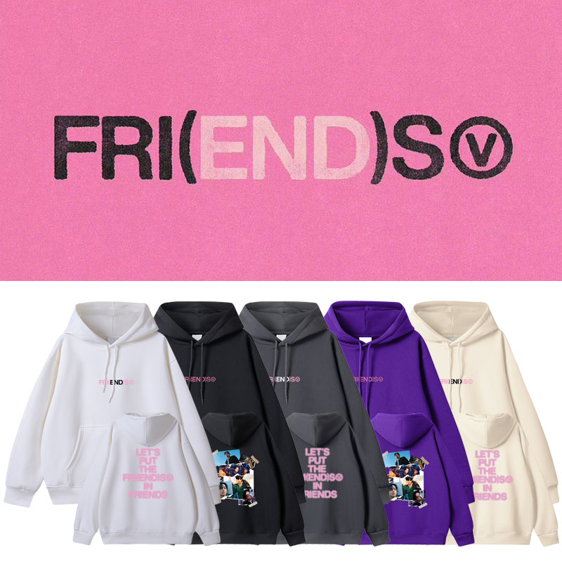 【急速出荷!2枚購入で300円 OFF!】キムテヒョンのvシングルfriendsトレーナープラスベルベット薄手プルオーバートップス女性用2枚購入でカード1パスケース