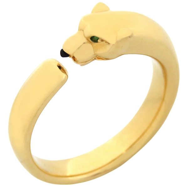 カルティエ Cartier リング 指輪 パンテール ドゥ カルティエ リングスモールモデル K18YG オニキス ツァボライト イエローゴールド #61(JP21) パンサー 750 18K 20号