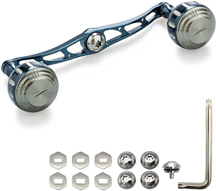 130mm ベイト リール ハンドル 70航空アルミ製 シマノ ダイワ アブガルシア 通用 ベイトリール(ダークブルー/ガンメタル(ノブ)＆ダークブルー(ハンドル))