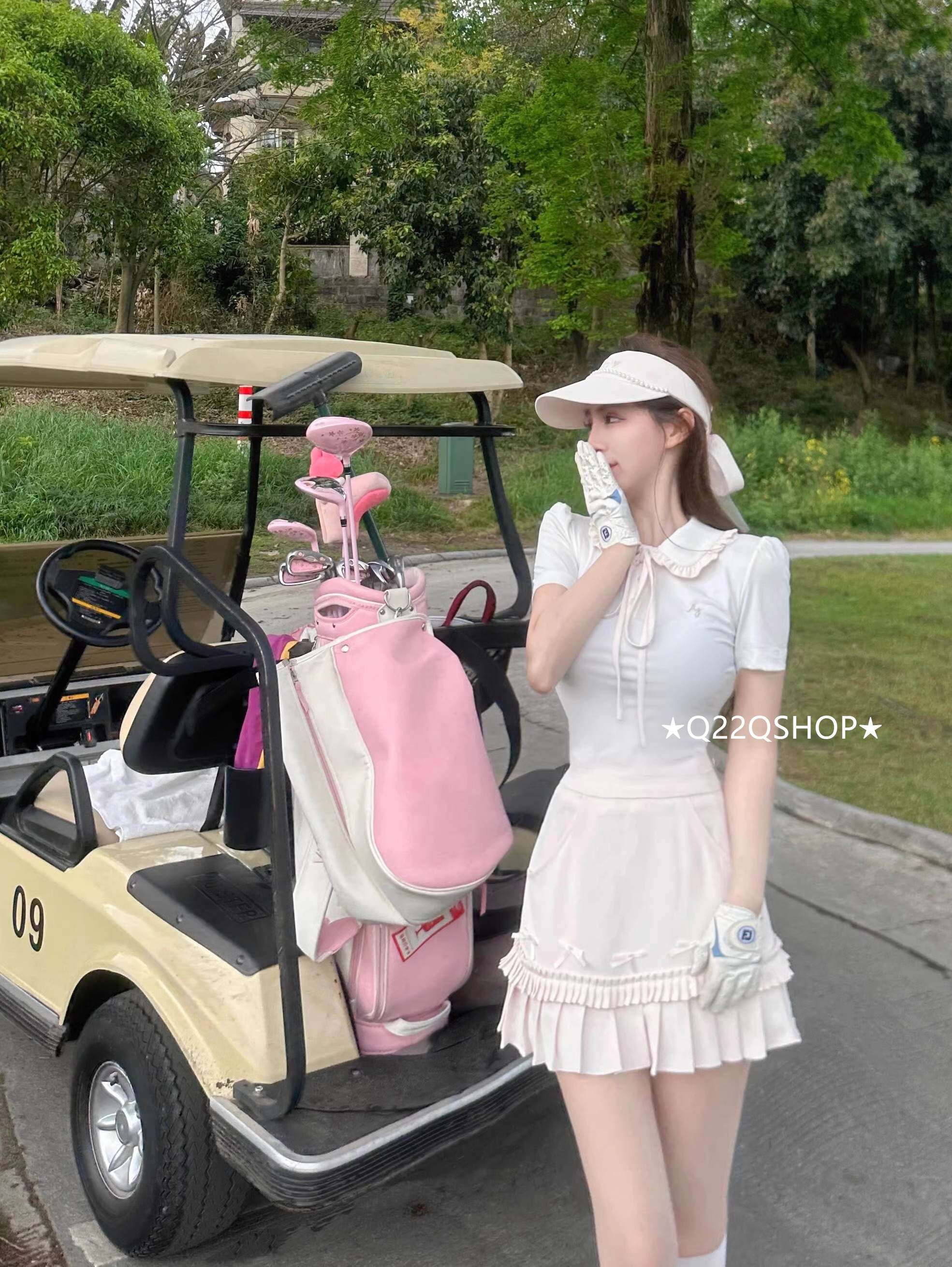 ゴルフウェア 2025 春夏 上下セット 半袖 poloシャツ プリーツスカ スカート リボン 速乾 ピンク かわいい 痩せる 韓国風 レディース ゴルフスカート スポーツウェア テニスウェア 7,106円