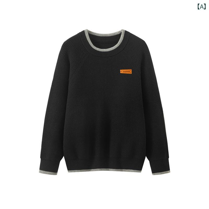 メンズ 秋冬 長袖 厚手 ニット トップス セーター レイヤード カジュアル おしゃれ 普段使い 着やい 動きやい 快適 レジャー アウトドア ワーク