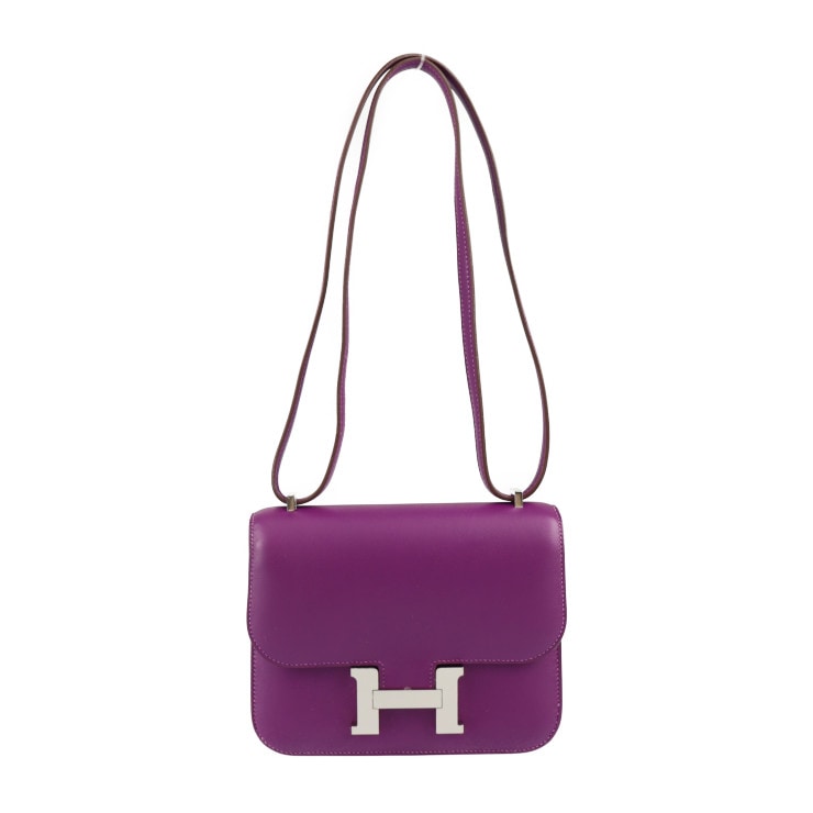 新品未使用展示品 HERMES エルメス ショルダーバッグ 061677CKP9 コンスタンス 3 ミニ ヴォースイフト アネモネ パープル系 シルバー金具 コンスタンス18 ミニコンスタンス T刻印 698,400円
