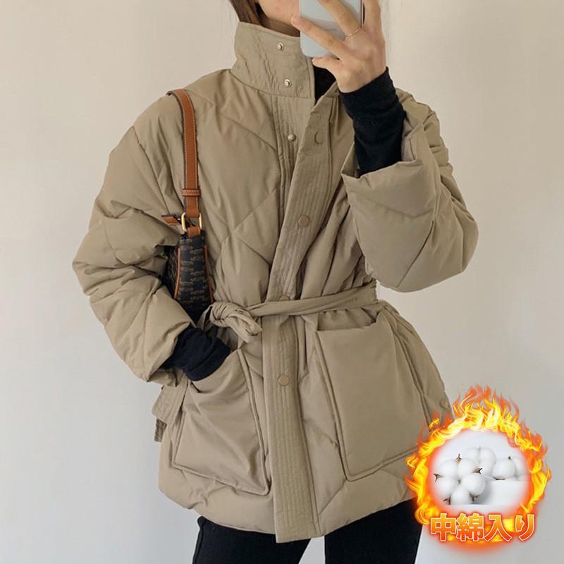 ダウンジャケット レディース 中綿ジャケット 中綿コート 冬服 厚手 立ち襟 ボタンダウン 中綿 秋冬 保温 防寒 キルティングダウン 防風 細身 着痩せ