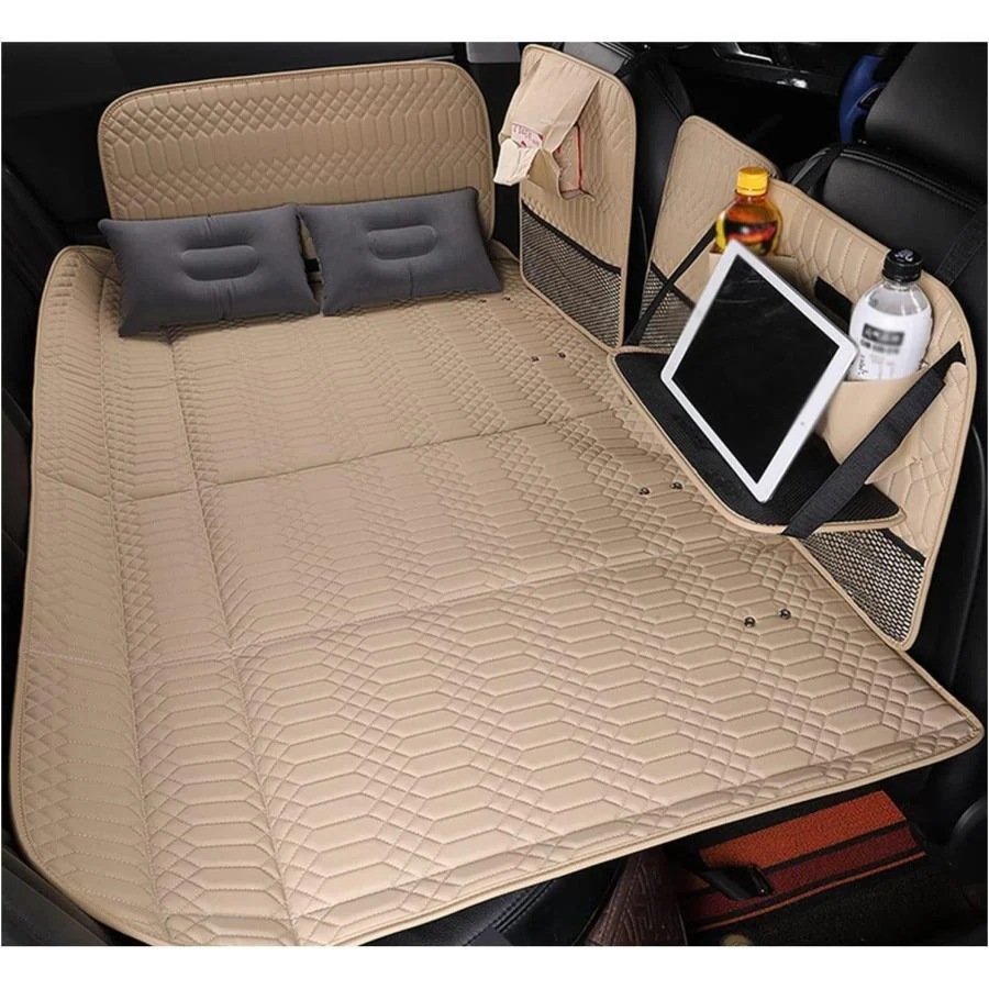 車中泊 ベッド 車中泊グッズ 車中泊 マット 後部座席用 拡張マットレス 折りたたみ式 カーマットレス シートフラットクッション 段差解消マット 革の表面 後部座