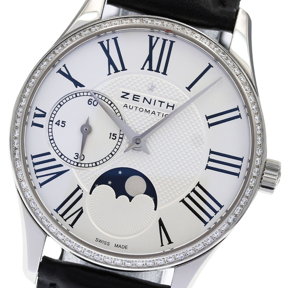 ゼニス ZENITH 16.2310.692 クラスエリート ウルトラシン ムーンフェイズ ダイヤベゼル 自動巻き レディース 良品 _826636【中古】