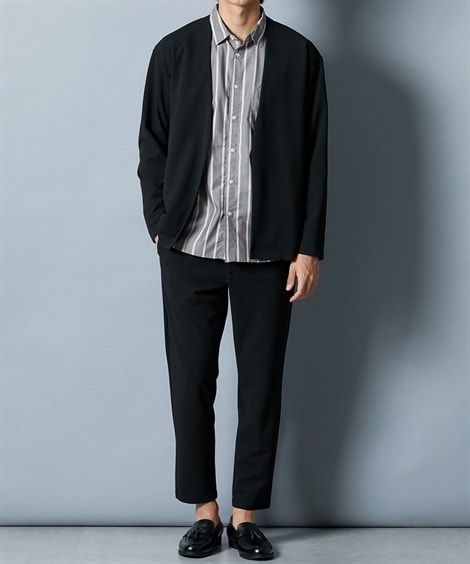 フォーマルスーツ ノーカラーカットソーセットアップスーツ ジャケット＋イージーパンツ