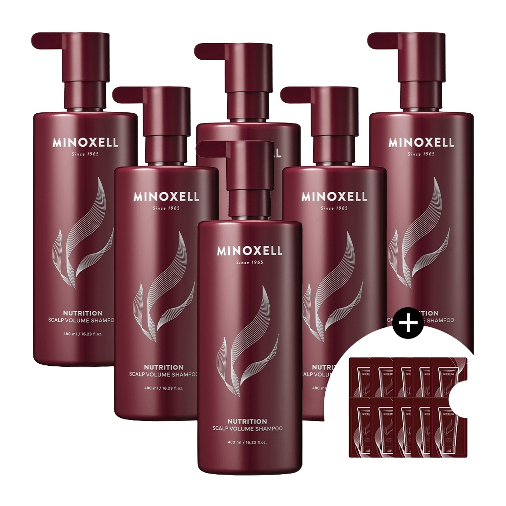 現代薬品 マイノクセル ニュートリション スカルプボリューム 脱毛シャンプー 480ml6個+トリートメントサンプル 30枚