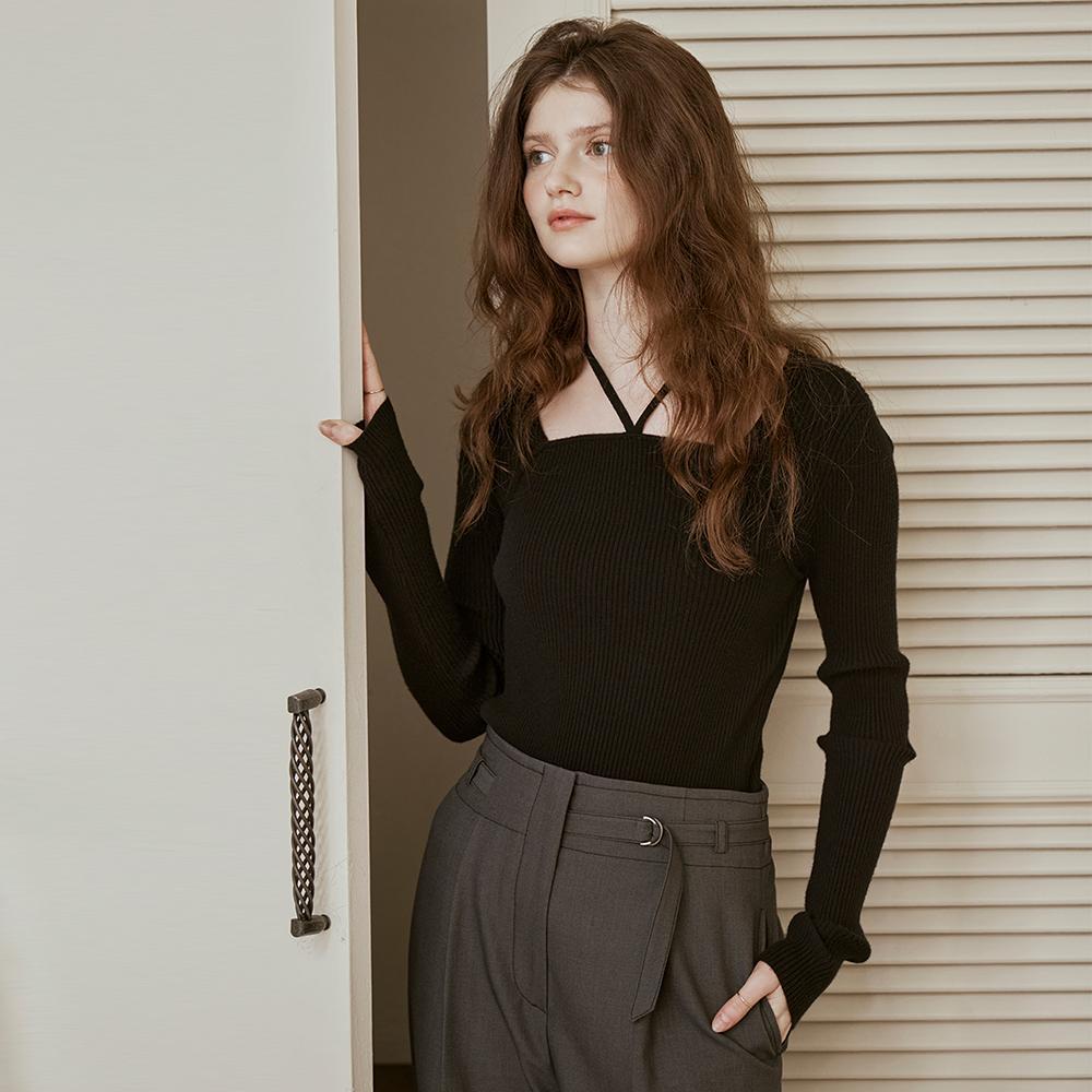 【HUNCH】 SQUARE NECK STRAP PULLOVER : 2COLOR